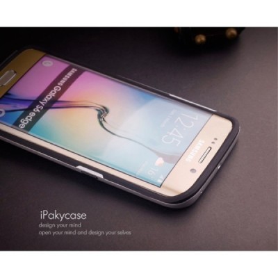 Samsung Galaxy S6 Edge G925 „IPAKY“ cieta silikona (TPU) melns apvalks (apmales - pelekā krāsā) / Vacins.lv