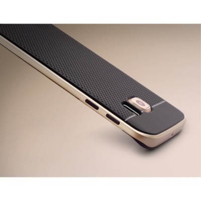 Samsung Galaxy S6 Edge G925 „IPAKY“ cieta silikona (TPU) melns apvalks (apmales - zeltā krāsā) / Vacins.lv