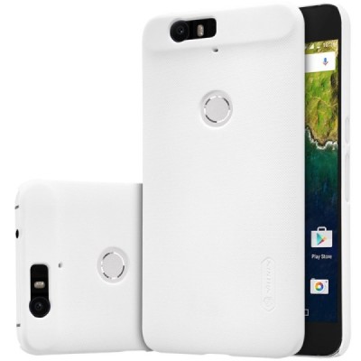 Huawei Nexus 6P Nillkin Frosted Shield baltas plastikinis dėklas + apsauginė ekrano plėvelė / Priedai.lt