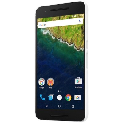 Huawei Nexus 6P Nillkin Frosted Shield baltas plastikinis dėklas + apsauginė ekrano plėvelė / Priedai.lt