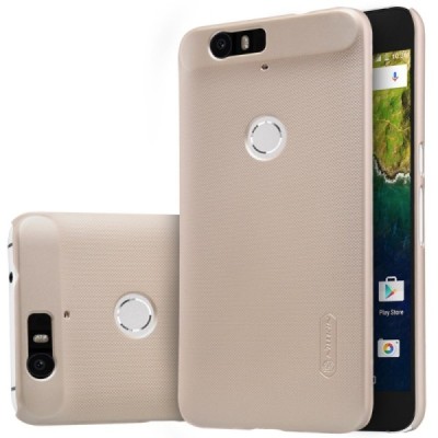 Huawei Nexus 6P Nillkin Frosted Shield auksinis plastikinis dėklas + apsauginė ekrano plėvelė / Priedai.lt