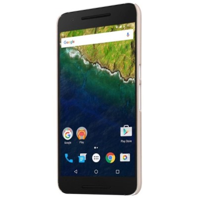 Huawei Nexus 6P Nillkin Frosted Shield auksinis plastikinis dėklas + apsauginė ekrano plėvelė / Priedai.lt