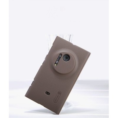 Nokia Lumia 1020 Nillkin Frosted Shield brūns plastmasas futrālis + ekrāna aizsargplēve / Vacins.lv