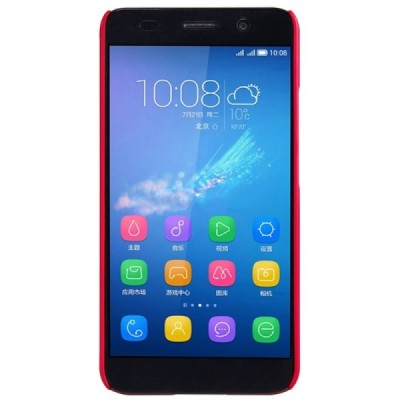 Huawei Y6 Nillkin Frosted Shield raudonas plastikinis dėklas + apsauginė ekrano plėvelė / Priedai.lt