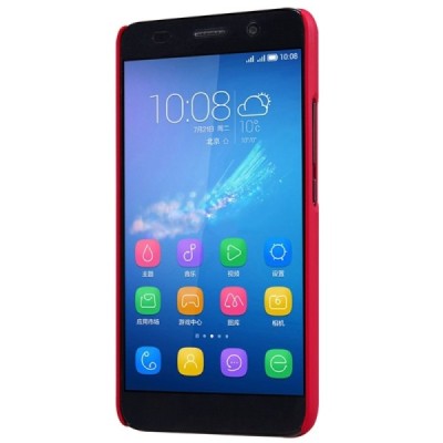 Huawei Y6 Nillkin Frosted Shield raudonas plastikinis dėklas + apsauginė ekrano plėvelė / Priedai.lt