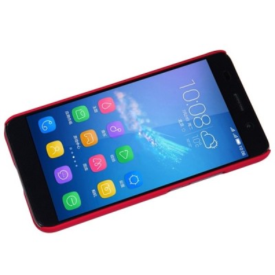 Huawei Y6 Nillkin Frosted Shield raudonas plastikinis dėklas + apsauginė ekrano plėvelė / Priedai.lt