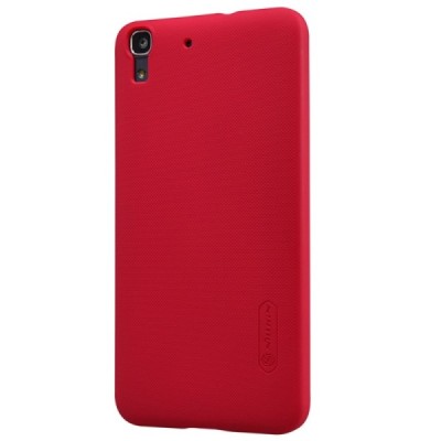 Huawei Y6 Nillkin Frosted Shield raudonas plastikinis dėklas + apsauginė ekrano plėvelė / Priedai.lt