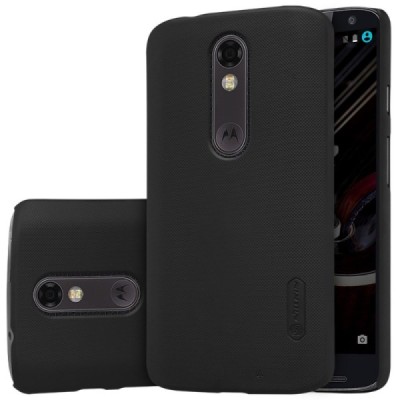 „Nillkin“ Frosted Shield apvalks - melns + ekrāna aizsargplēve (Moto X Force) / Vacins.lv