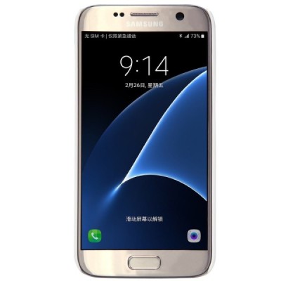 Samsung Galaxy S7 (G930) Nillkin Frosted Shield baltas plastikinis dėklas + apsauginė ekrano plėvelė / Priedai.lt