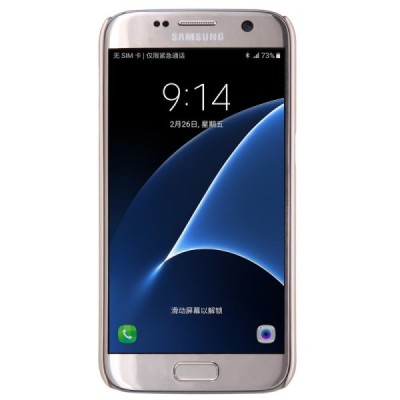 Samsung Galaxy S7 (G930) Nillkin Frosted Shield zelta plastmasas apvalks + ekrāna aizsargplēve / Vacins.lv