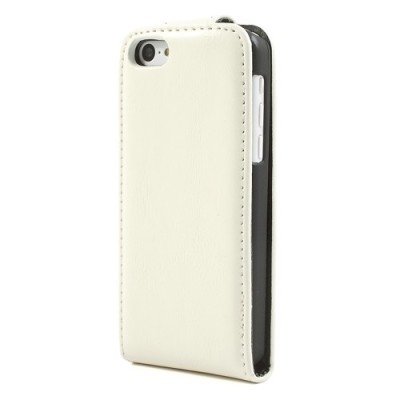 Apple iPhone 5C klasisks ādas vertikāli atvēramais balts futrālis / Vacins.lv
