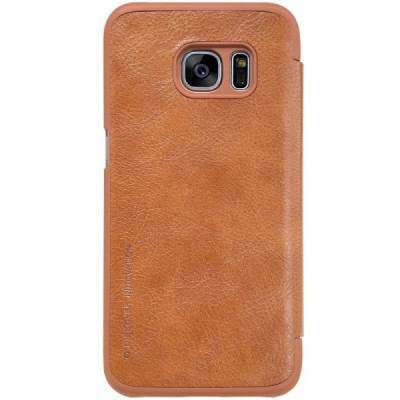 Greznais „Nillkin“ Qin sērijas ādas atvērams brūns Samsung Galaxy S7 (G930) maciņš / Vacins.lv