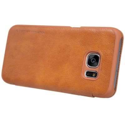 Greznais „Nillkin“ Qin sērijas ādas atvērams brūns Samsung Galaxy S7 (G930) maciņš / Vacins.lv