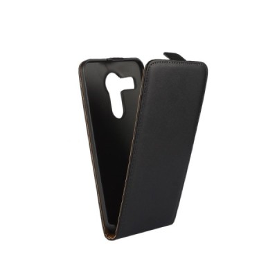 LG Nexus 5X (H735) klasikinis vertikaliai atverčiamas juodas odinis dėklas / Priedai.lt