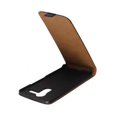 LG Nexus 5X (H735) klasikinis vertikaliai atverčiamas juodas odinis dėklas / Priedai.lt