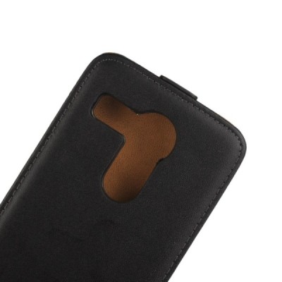 LG Nexus 5X (H735) klasikinis vertikaliai atverčiamas juodas odinis dėklas / Priedai.lt