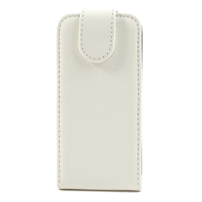 Apple iPhone 5C klasisks ādas vertikāli atvēramais balts futrālis / Vacins.lv