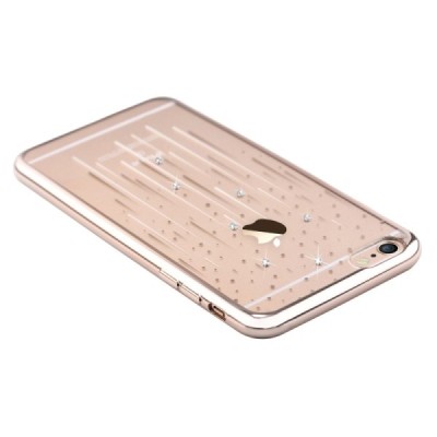 Apple iPhone 6s Plus Devia Meteor Diamond silikoninis skaidrus permatomas auksinis dėklas su kristalais / Priedai.lt