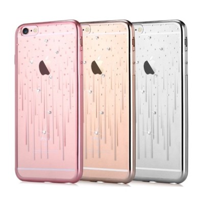 Apple iPhone 6s Plus Devia Meteor Diamond silikoninis skaidrus permatomas auksinis dėklas su kristalais / Priedai.lt