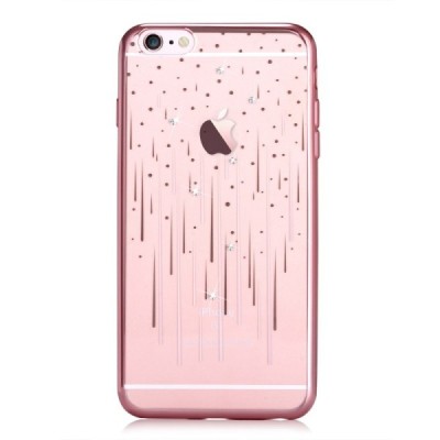 Apple iPhone 6s Devia Meteor Diamond silikoninis skaidrus permatomas rožinis dėklas su kristalais / Priedai.lt