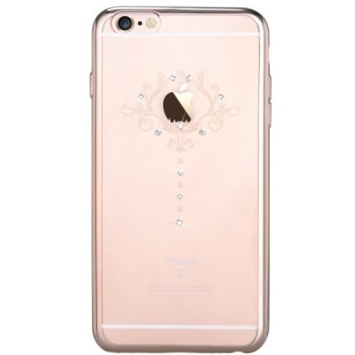 Apple iPhone 6s Devia Iris Diamond silikoninis skaidrus permatomas auksinis dėklas su kristalais / Priedai.lt