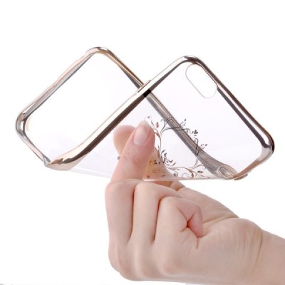 Apple iPhone 6s Devia Iris Diamond silikoninis skaidrus permatomas auksinis dėklas su kristalais / Priedai.lt