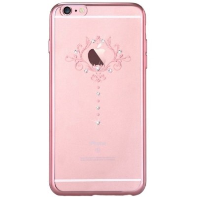 Apple iPhone 6s Devia Iris Diamond silikoninis skaidrus permatomas rožinis dėklas su kristalais / Priedai.lt