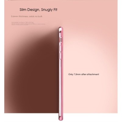 Apple iPhone 6s Devia Iris Diamond silikoninis skaidrus permatomas rožinis dėklas su kristalais / Priedai.lt