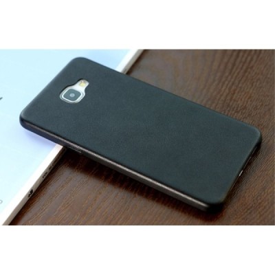 Samsung Galaxy A5 2016 (A510) „Rock“ Slim Leather melns ādas apvalks / Vacins.lv