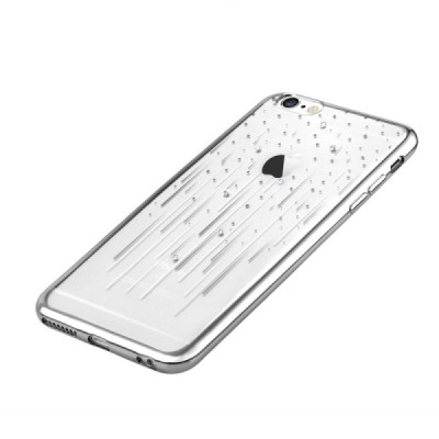 Apple iPhone 6s Devia Meteor Diamond silikoninis skaidrus permatomas sidabrinis dėklas su kristalais / Priedai.lt