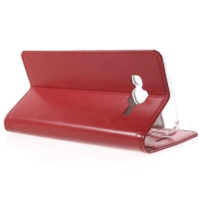 Mercury Blue Moon Samsung Galaxy J5 (J500) atvērams sarkans ādas maciņš / Vacins.lv