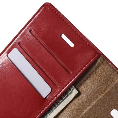 Mercury Blue Moon Samsung Galaxy J5 (J500) atvērams sarkans ādas maciņš / Vacins.lv