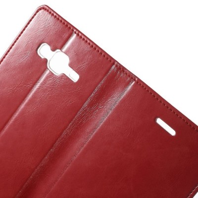 Mercury Blue Moon Samsung Galaxy J5 (J500) atvērams sarkans ādas maciņš / Vacins.lv