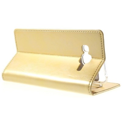 Mercury Blue Moon Samsung Galaxy J5 (J500) atvērams zelta ādas maciņš / Vacins.lv