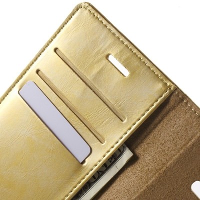 Mercury Blue Moon Samsung Galaxy J5 (J500) atvērams zelta ādas maciņš / Vacins.lv