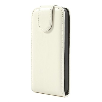 Apple iPhone 5C klasisks ādas vertikāli atvēramais balts futrālis / Vacins.lv