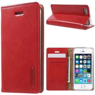 Mercury Blue Moon Apple iPhone 5 / 5S atvērams sarkans ādas maciņš / Vacins.lv