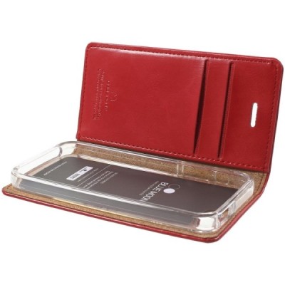 Mercury Blue Moon Apple iPhone 5 / 5S atvērams sarkans ādas maciņš / Vacins.lv