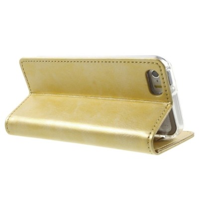 Mercury Blue Moon atverčiamas Apple iPhone SE (5, 5s) auksinis odinis dėklas - piniginė / Priedai.lt