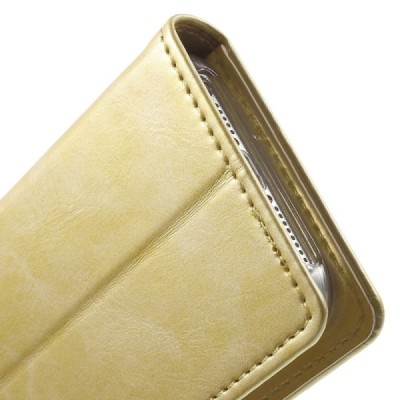 Mercury Blue Moon atverčiamas Apple iPhone SE (5, 5s) auksinis odinis dėklas - piniginė / Priedai.lt