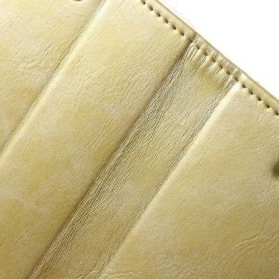 Mercury Blue Moon atverčiamas Apple iPhone SE (5, 5s) auksinis odinis dėklas - piniginė / Priedai.lt