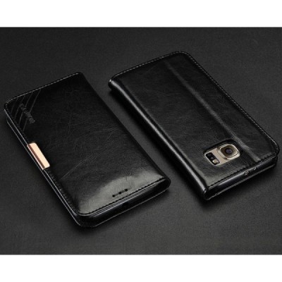 „Kalaideng“ Royale atverčiamas juodas odinis Samsung Galaxy S7 Edge (G935) dėklas / Priedai.lt