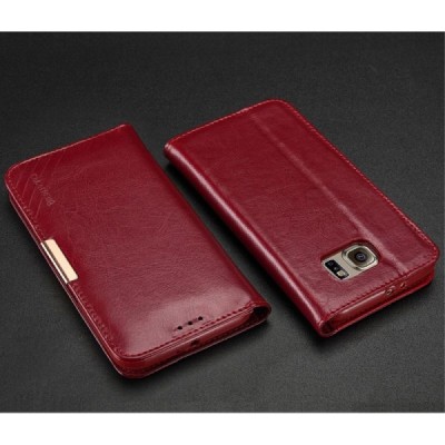 „Kalaideng“ Royale atverčiamas bordo odinis Samsung Galaxy S7 Edge (G935) dėklas / Priedai.lt