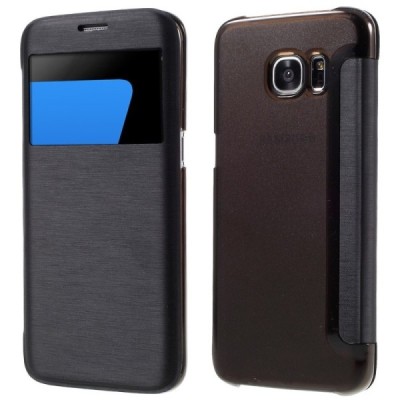 Samsung Galaxy S7 Edge (G935) View Window atvēramais melns maciņš / Vacins.lv
