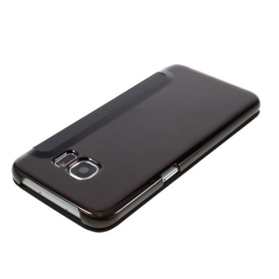 Samsung Galaxy S7 Edge (G935) View Window atvēramais melns maciņš / Vacins.lv