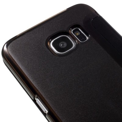 Samsung Galaxy S7 Edge (G935) View Window atvēramais melns maciņš / Vacins.lv