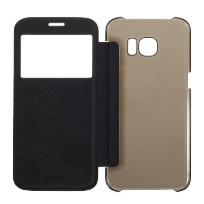 Samsung Galaxy S7 Edge (G935) View Window atvēramais melns maciņš / Vacins.lv