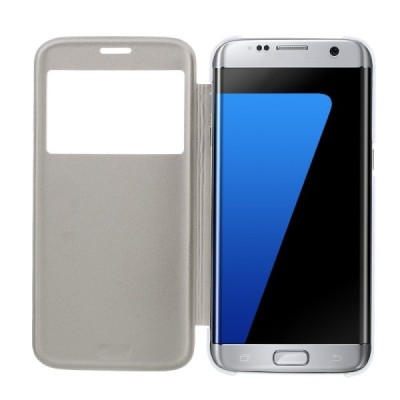 Samsung Galaxy S7 Edge (G935) View Window atvēramais balts maciņš / Vacins.lv