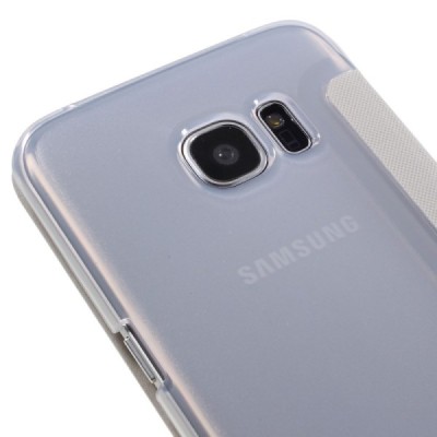 Samsung Galaxy S7 Edge (G935) View Window atvēramais balts maciņš / Vacins.lv