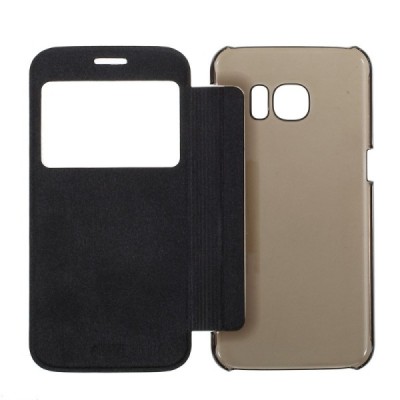 Samsung Galaxy S7 (G930) View Window atvēramais melns maciņš / Vacins.lv